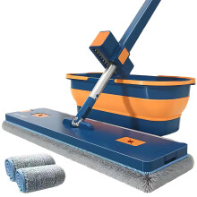 Flat Mop for Hard Floors, 360 Rotating Mop Head Multi-Functional Cleaning Wet and Dry Use Microfiber Mop with Adjustable Long Handle, Stainless