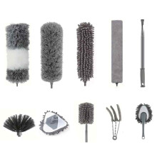 Microfiber Dusters With Extendable Dusters, Universal Thread Two Heads For Ceiling Fans Cleaning, Crevice Brush, Long Handle Stainless Steel Pole For