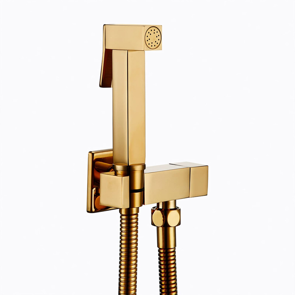 Hand Sprayer, Square, Wallmounted, Cloth Diaper Sprayer, Brass Sprayer For Toilet, Titanium Gold, Hand Sprayer For Toilet 9365049976411