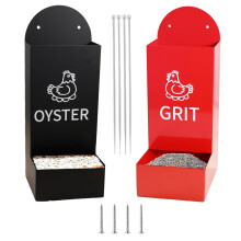 Oyster Shell Feeder for Chickens - 2 Piece Heavy-Duty Spill-Proof Grit Dispenser Weatherproof Bowl for Poultry Livestock