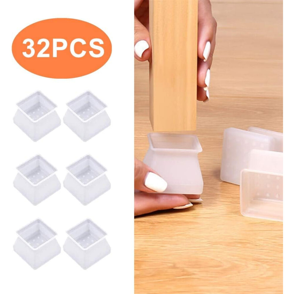 Non Slip Furniture Pads, Strong Adhesion For 3.5Cm To 4.5Cm Square Tube Legs, Anti Scratch Clear Rubber Bumpers For Desk Chair, Metal Bistro Chairs 9048212427353