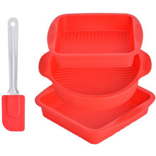 Eco-Friendly Baking Set, European-Grade Silicone Loaf Pan, Naturally Non-Stick, Non-Toxic and Dishwasher Safe, Versatile for Everyday Use (3PCS)