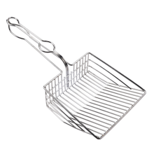 Pá para areia de gato com cabo longo em aço inoxidável, ideal para cuidar da sua casa com facilidade. Possui malha larga que garante uma limpeza