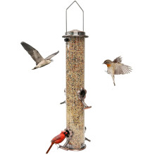 Vogelvoederhuisje voor buiten met gebruiksvriendelijke functies, metalen vogelvoederhuisje voor hangende tuinen, transparante behuizing, duurzaam