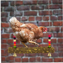Avian Delight, kippenschommelset van natuurlijk hout - Verhoogt het plezier in het kippenhok met kleurrijke kralen en een veilige, duurzame houten