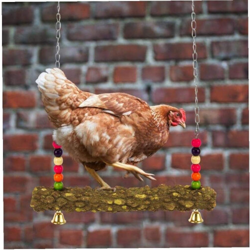 Σετ κούνιας για κοτόπουλα Avian Delight, από φυσικό ξύλο - Ενισχύει την ευτυχία στο