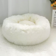 Soothing Pet Bed, Plush Round Donut Bed For Dogs Cats, Anti Anxiety Comfort Bed With Warm Faux Fur Padding, Non-Slip Bottom Ensures Stability, Easy