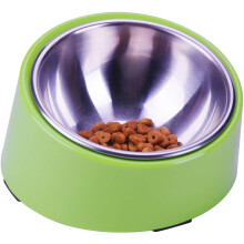 Ciotola per animali domestici con ciotola ergonomica inclinata, in acciaio inossidabile, facile da pulire e resistente, ideale per cani e gatti di