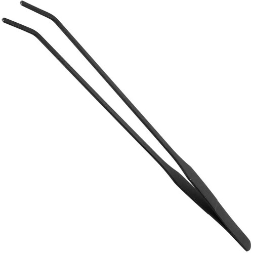 Pinça multifuncional extra longa para cuidados com animais aquáticos e répteis, com presilha antiderrapante, 38 cm (15 polegadas), preta.