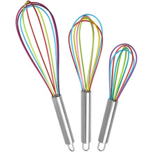 Antihaft-Silikon-Schneebesen-Set, perfekt zum Mixen und Schlagen, Edelstahlgriff, lebensmittelechte Materialien, einfach zu verwenden,