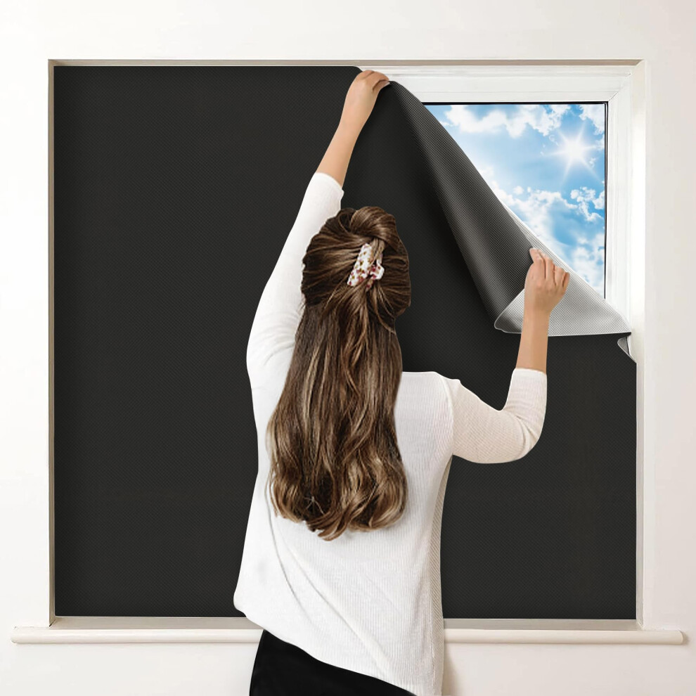 Portable Blackout Blinds, Window Shade with Transparent Sticker, Temporary for Baby NightShift Workers 118*57 inch