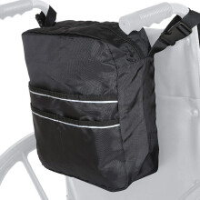 Wheelchair Backpack with Reflective Strips, Large Capacity Oxford Storage Bag for Mobility Aids, Black