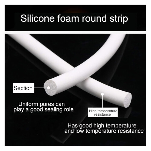 Silicone Foam Sealing Strip, 5 m, Solid White, 3.0 mm Diameter 2