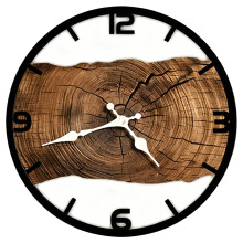Nachhaltige Holz-Metall-Kombination, leise Wanduhr mit-B