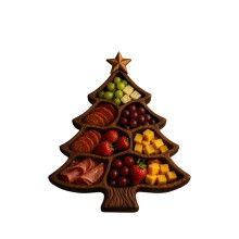 Wood Platter Christmas Tree Wooden Serving Plate for Kitchen-A