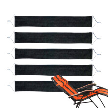 Replacement straps for lounge chairs, reinforced, tearresistant, load capacity, part for garden, terrace, lawn, 5 pieces black