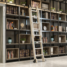 Mobile Bookshelf Sliding Track Hardware with Floor Casters Black (100cm Track Kit)