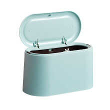 Praktischer Mini-Mülleimer für den Schreibtisch, blau, mit aufklappbarem Deckel, effektive Geruchskontrolle für Büro, Zuhause und mehr