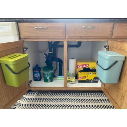 Compact Kitchen Compost Bin, Wall Mount Trash Can with Odor-Blocking Lid for Fresh Green 5L Space-Saving Design 1