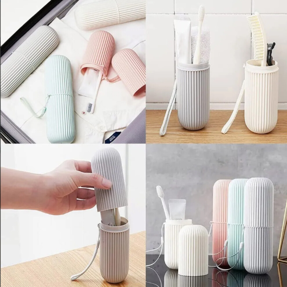 Gray Multifunctional Plastic Toothbrush Cup Case For Travel Camping