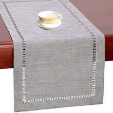 Chemin de table gris pour table basse, en polyester haute densité doux au toucher, infroissable et facile à nettoyer, décoration de table