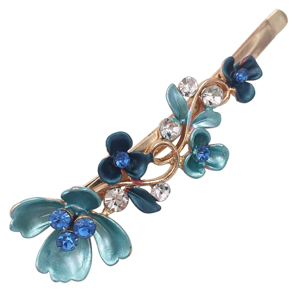 Colorful Enamel Flower Glitter Sparkly, Wedding Formal Event Non-Slip Designs, Vintage Style Hair Accessories for Thick Hair Crystal Rhinestone