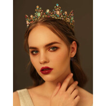 Királyi ragyogás: barokk strasszos királynői korona, vintage arany esküvői tiara, kristály hercegnő tiara, igényesen kidolgozott, ideális