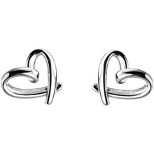 Brincos de pino femininos em prata de lei com design de coração, hipoalergênicos, minimalistas e vazados. Design simples e exclusivo para