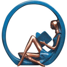 Statue en résine représentant une jeune fille lisant, sculpture artisanale créative pour décoration de bureau, élément de décoration