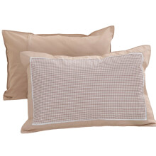 Lot de 2 taies d'oreiller à carreaux en coton lavé avec-Kaki