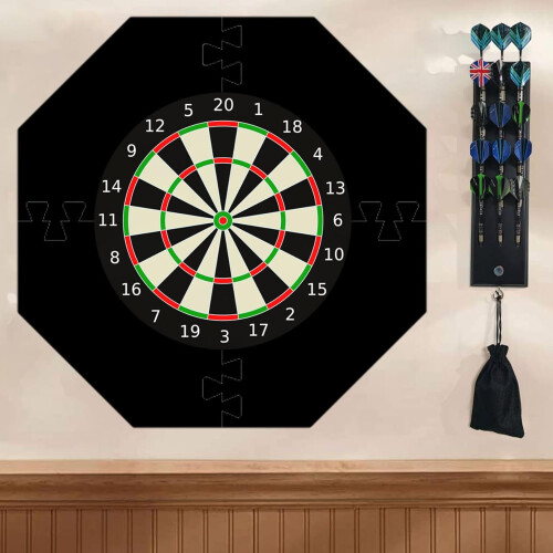 Dartboard Surround EVA Octagonal Darts Board Surround Ring Protective Board Backboard Removable Black Dart Board Wall Protector 1