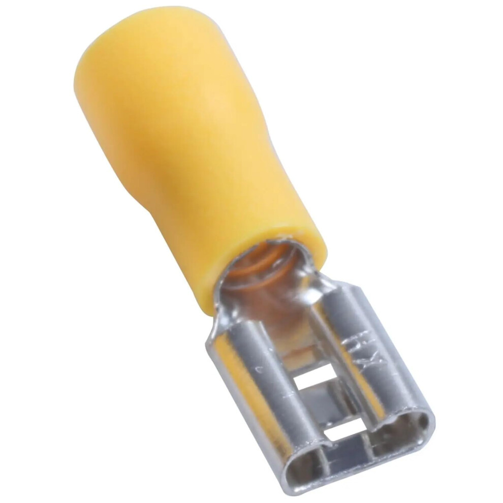 100Pcs Yellow 1210 Awg Female Spade Connectors 24A Insulated Crimp Terminals For Secure Wiring 9412369216779
