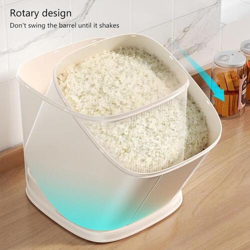 Rice Dispenser with Freshness Lock and Measuring Cup, Large PP Grain Storage for Kitchen Dormitory 1