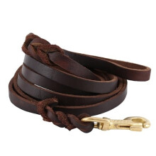 Braided Leather Dog Lead, 2.4 m, Soft and Comfortable Dog Leash with Sturdy Brass Hook, Durable and Robust Training Lead for Medium and Large Dogs.