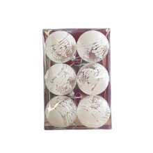 Pack of 6 Christmas Baubles 6 cm Transparent White Snowball Tree Pendant