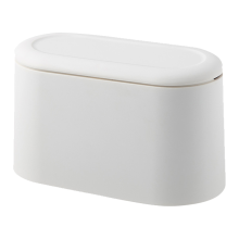 Space-Saving Garbage Container Bin with Press Top Lid, Double Card Slot Design for Easy Garbage Bag Placement, Easy to Use and Clean, Ideal for Desks,