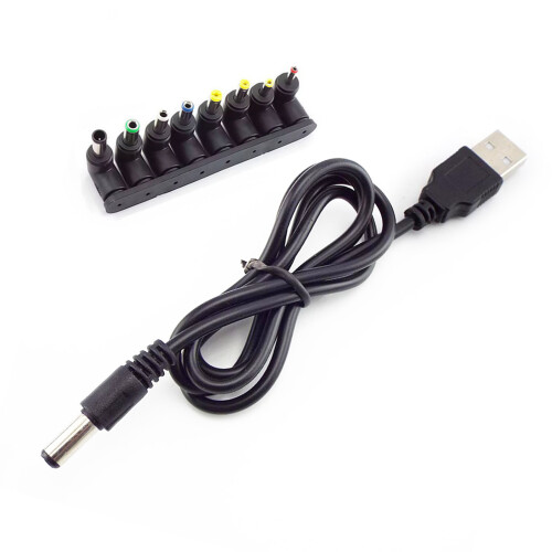 DC5V 5,5 x 2,1 mm Kabel mit 8-Ellbogen 8-teiliges Set US