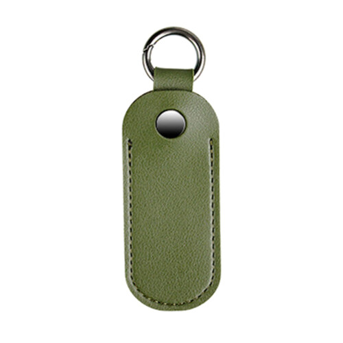 USB Flash Drive Holder Case Microfiber Leather-Ink green