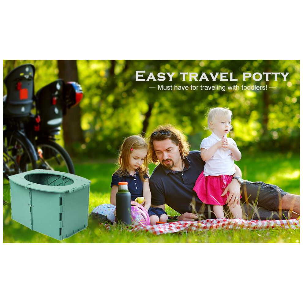Travel Potty for Kids, Portable Toilet with Foldable Design Compact Outdoor Commode for Toddlers, Reusable Lightweight Camping Potty Seat, Easy to