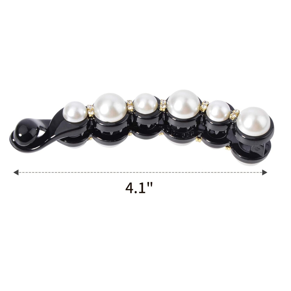 Pearl Hair Accessories Set, No Slip Claw Clips For Thick And Fine Hair, Easy To Grip Banana Clip With Rhinestones, Stylish Design Hair Jaw Clip For
