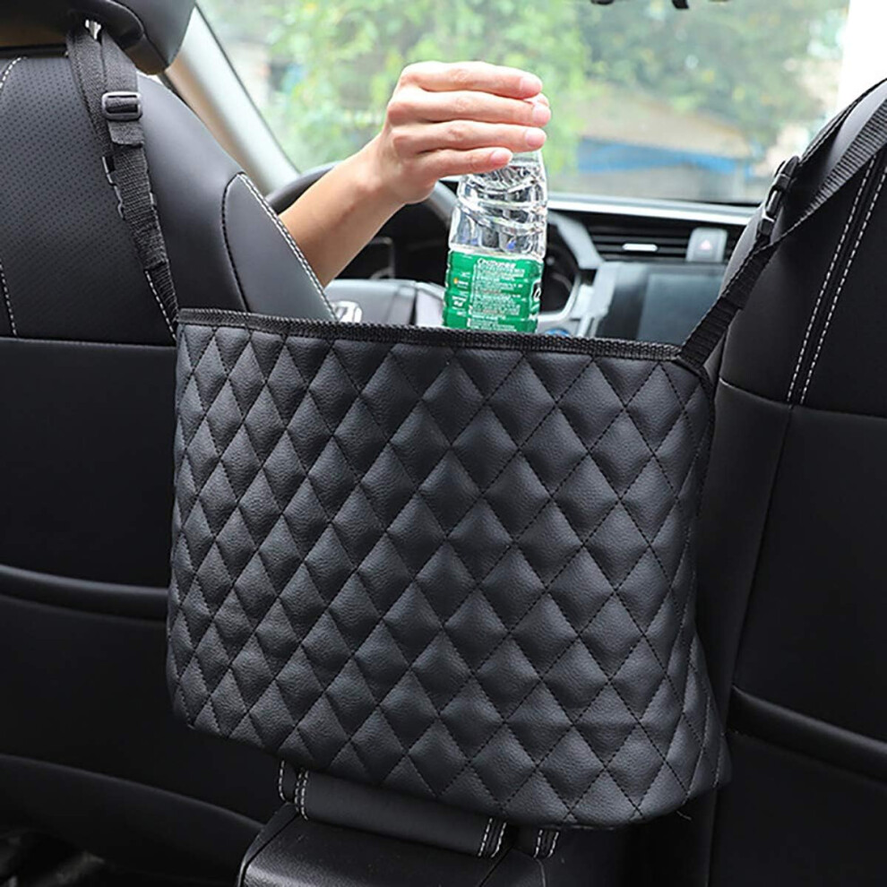 Drive With Confidence And Style: Multi-Functional Durable Pu Leather Car Net Pocket Offers Large Capacity Storage, Robust Protection, And Easy 9441426977582