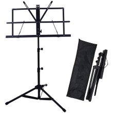 Draagbare muziekstandaard met verstelbare hoogte, 65 cm tot 135 cm, duurzaam metalen frame, bladmuzieklade 47 cm x 26 cm, inclusief draagtas,