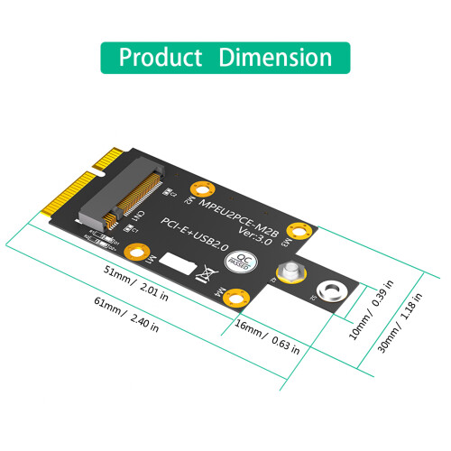 Mini M.2 Key B to PCIE Adapter for 3G/4G/5G Module with Double 2