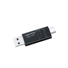 USB C naar USB A-interfacetester met LED-display voor-Zwart