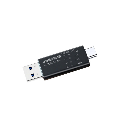 USB C naar USB A-interfacetester met LED-display voor-Zwart