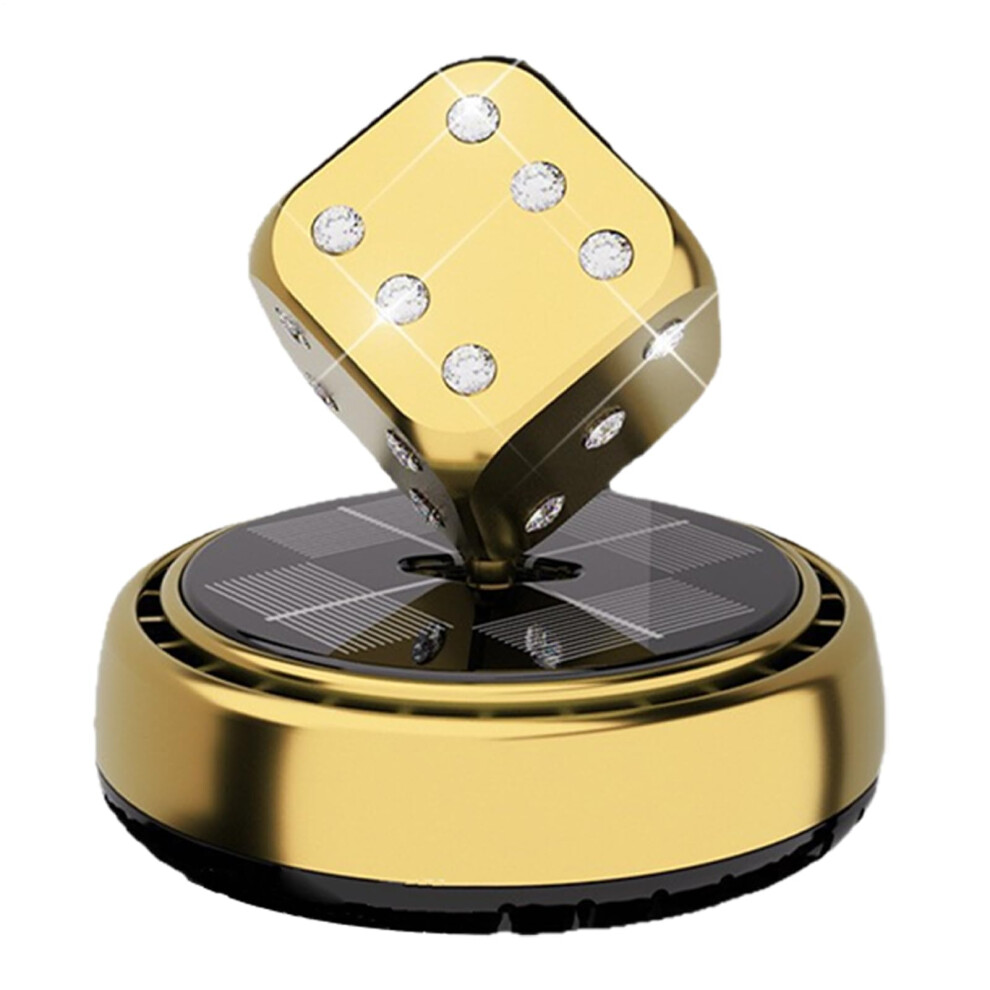 Solar Powered Rotating Dice Car Air Freshener For Dashboard Odor Removal For Sedan Truck Minivan Gold 9412369219848
