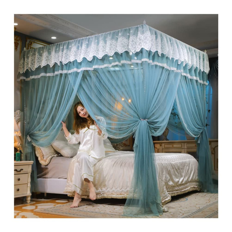 4 Poster Bed Canopy, Princess Room Bed Curtain Canopy (Color: Size: 180X200 Cm) Purple