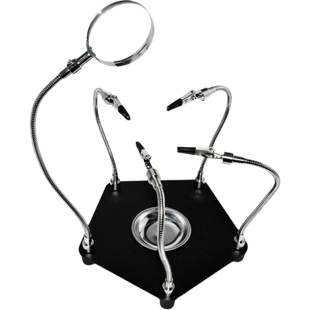 Helping Hands Soldering Station With Magnifying Glass, 4 Flexible Arms Pcb Holder For Electronic And Jewelry Craft 9189345078057