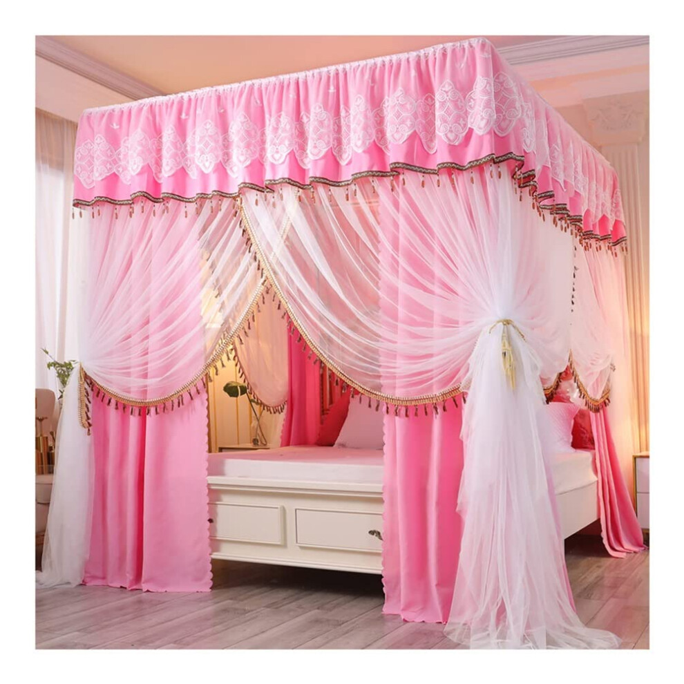 4 Corner PostBed Canopy, Dustproof Blackout Bunk Bed Curtain Mosquito Net (Gray1, 180x220 cm)