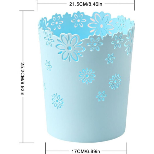 Garbage Container For Office, Easy To Empty Solid Color Trash Can With Strong Loading Capacity For Living Room Bathroom (Blue) 2